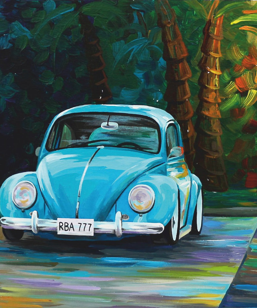 Acuarella - culori acrilice, accesorii papetarie, pensule, carioci si markere etc - Carton panzat predesenat Rosa Gallery 30x30cm Blue car din categoria , recomandat pentru desen si activitati creative, produs original disponibil din stoc
