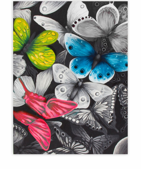 Acuarella - culori acrilice, accesorii papetarie, pensule, carioci si markere etc - Carton panzat predesenat Rosa Gallery 30x40cm Butterflies din categoria , ideal pentru scoala si teme zilnice, alegere inspirata pentru papetarie moderna