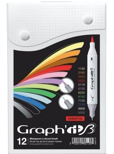 Set carioci Graphit brush marker 12 - Comics -  din categoria , excelent pentru proiecte artistice si craft, produs original disponibil din stoc