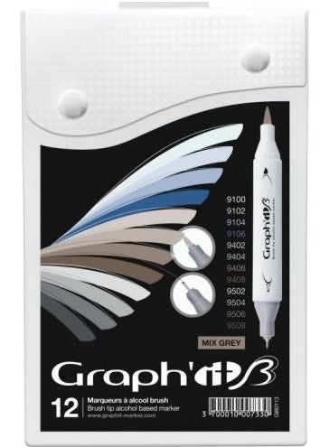 Set carioci Graphit brush marker 12 - Essentials -  din categoria , recomandat pentru desen si activitati creative, disponibil online cu livrare rapida