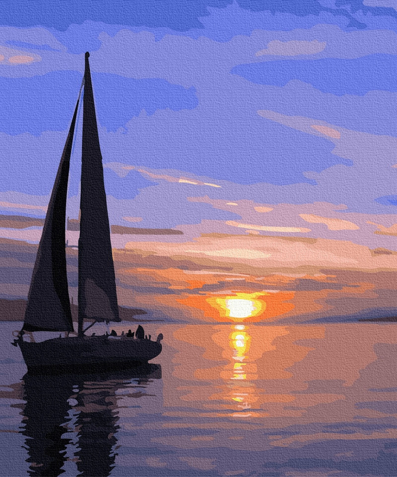 Set pictura pe numere - Sailboat at sunset