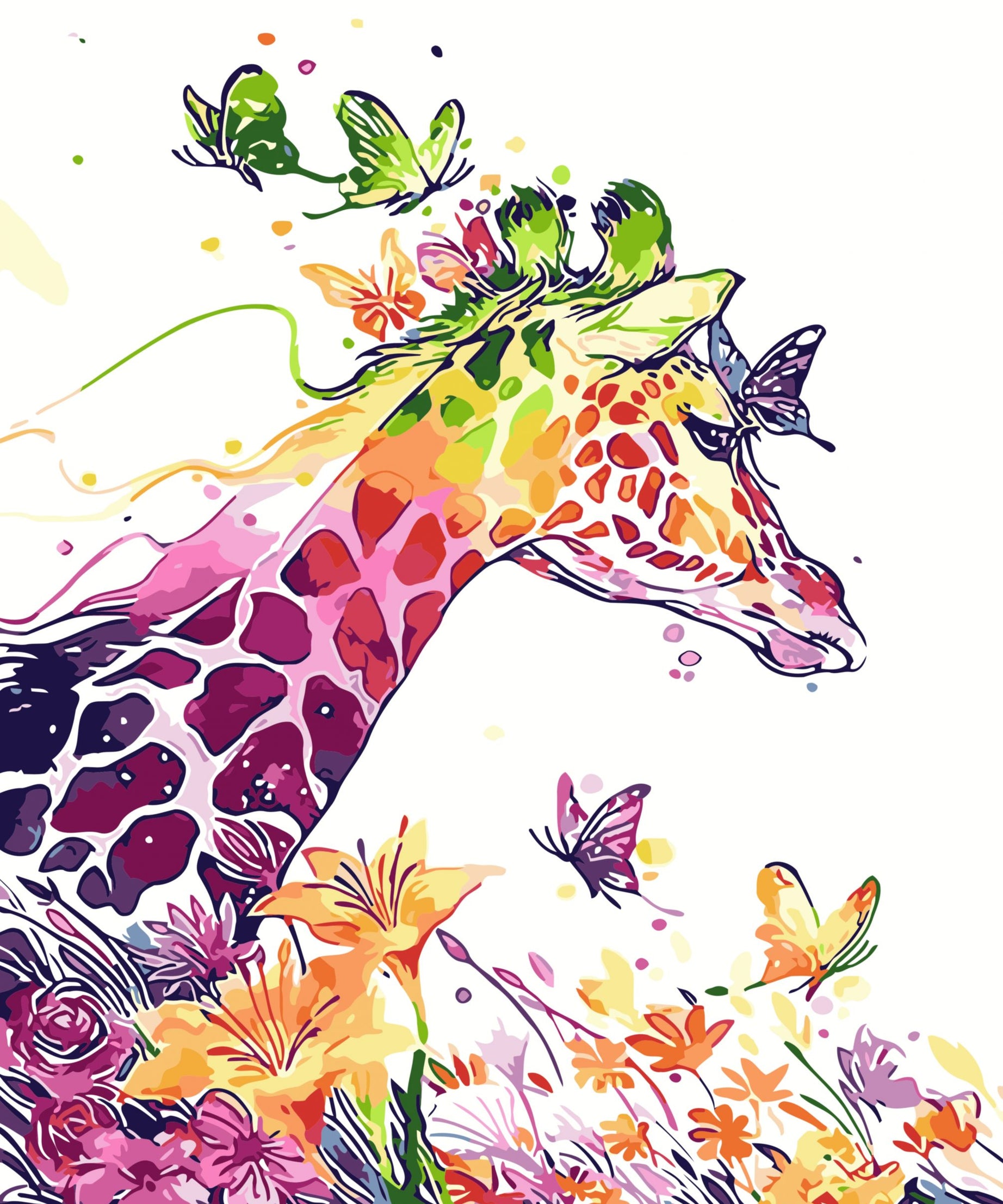 Pictura pe numere - Girafa colorata