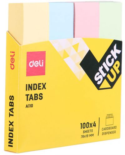 Index adeziv hartie 19 x 76 mm 4 culori pastel 100 file Deli