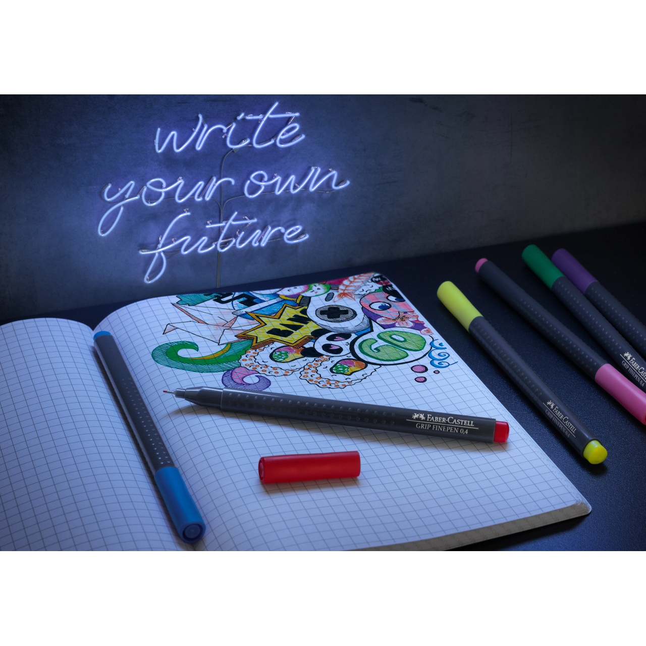 Liner 0.4 mm set 10 culori grip Faber-Castell