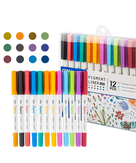 Liner pigment 2 capete 0.5/1 mm set 12 culori Inspira Deli