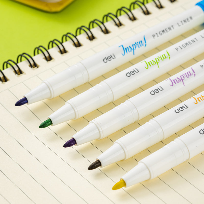 Liner pigment 2 capete 0.5/1 mm set 12 culori Inspira Deli