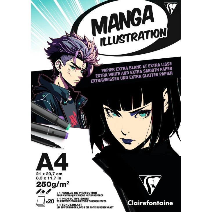 Bloc de desen A4 Manga Illustration 250g/m 20 file Clairfontaine
