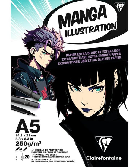Bloc de desen A5 Manga Illustration 250g/m 20 file Clairfontaine