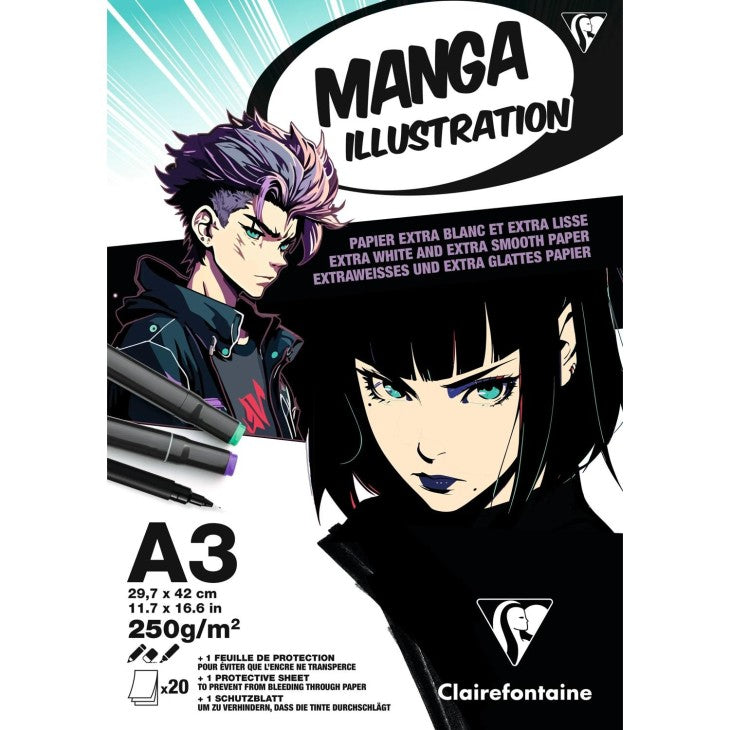 Bloc de desen A3 Manga Illustration 250g/m 20 file Clairfontaine