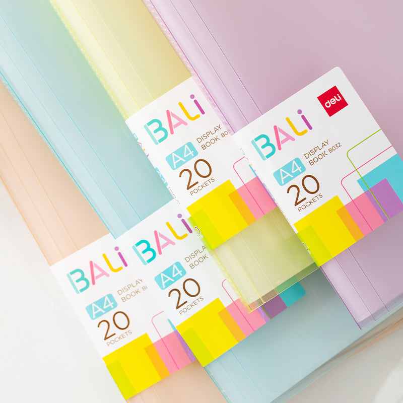Mapa de prezentare A4 cu 20 folii, coperta rigida, culori pastel Bali Deli