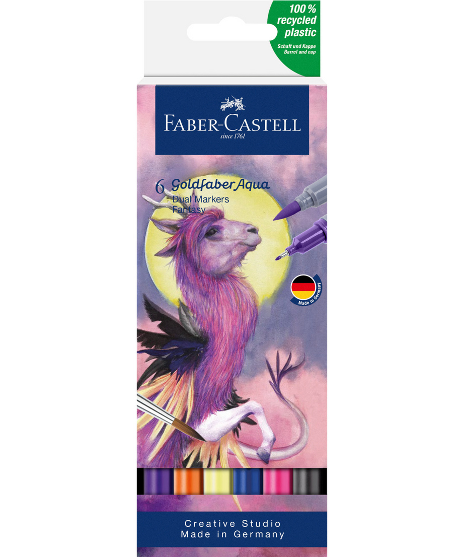 Marker acuarelabil 2 capete set 6 culori Fantasy Goldfaber Faber-Castell