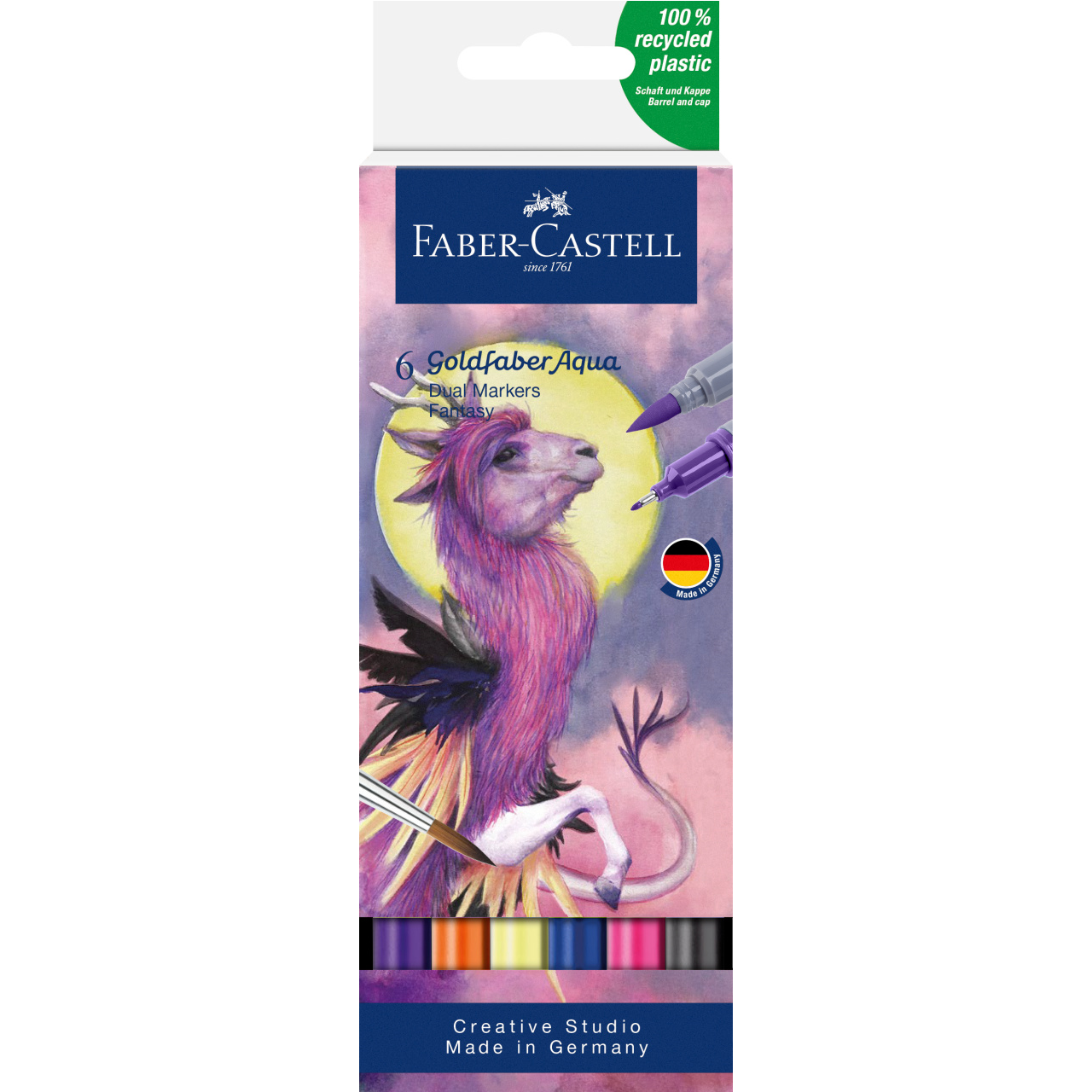 Marker acuarelabil 2 capete set 6 culori Fantasy Goldfaber Faber-Castell