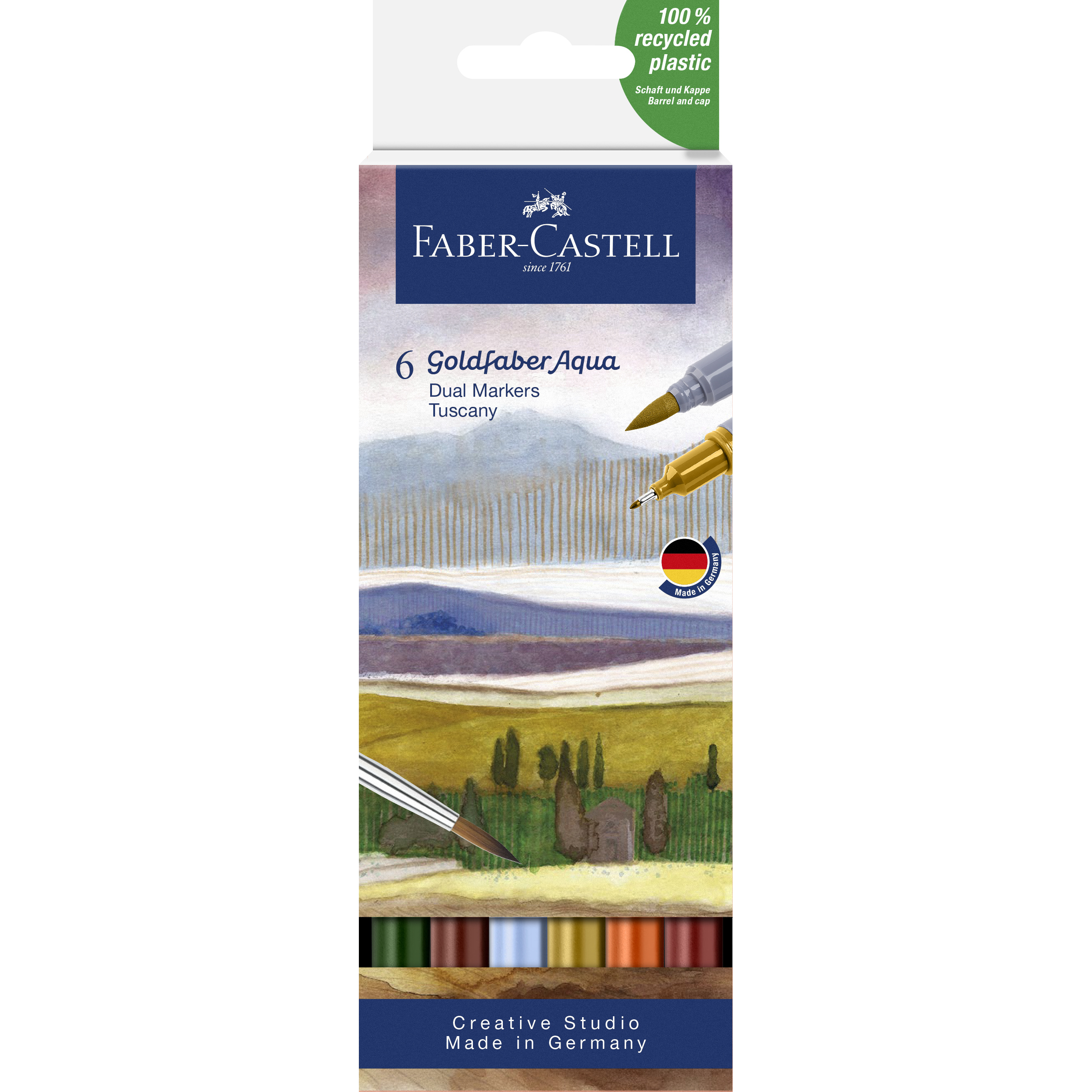 Marker acuarelabil 2 capete set 6 culori Toscana Goldfaber Faber-Castell