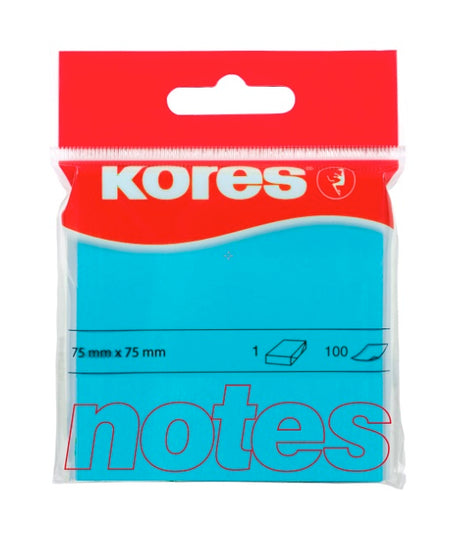 Notes adeziv 75x75 mm albastru neon 100 coli Kores