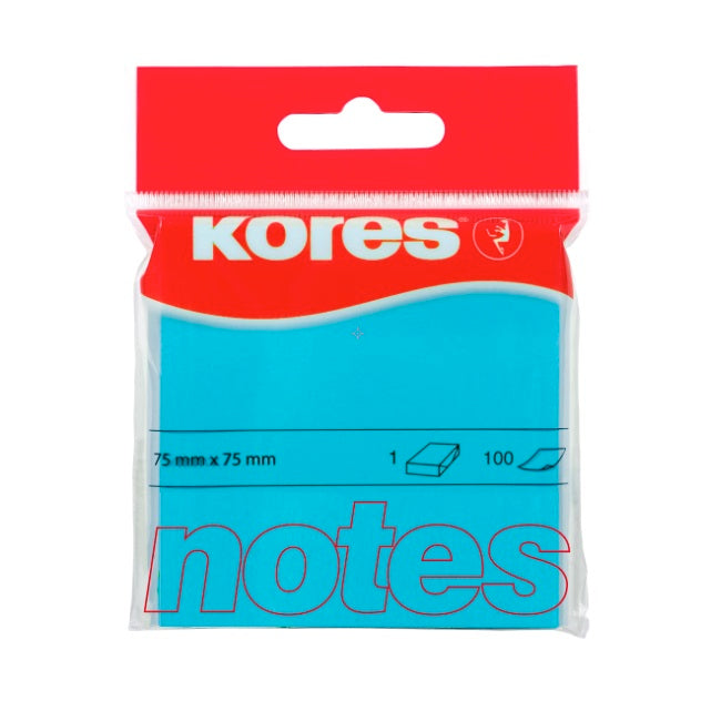 Notes adeziv 75x75 mm albastru neon 100 coli Kores