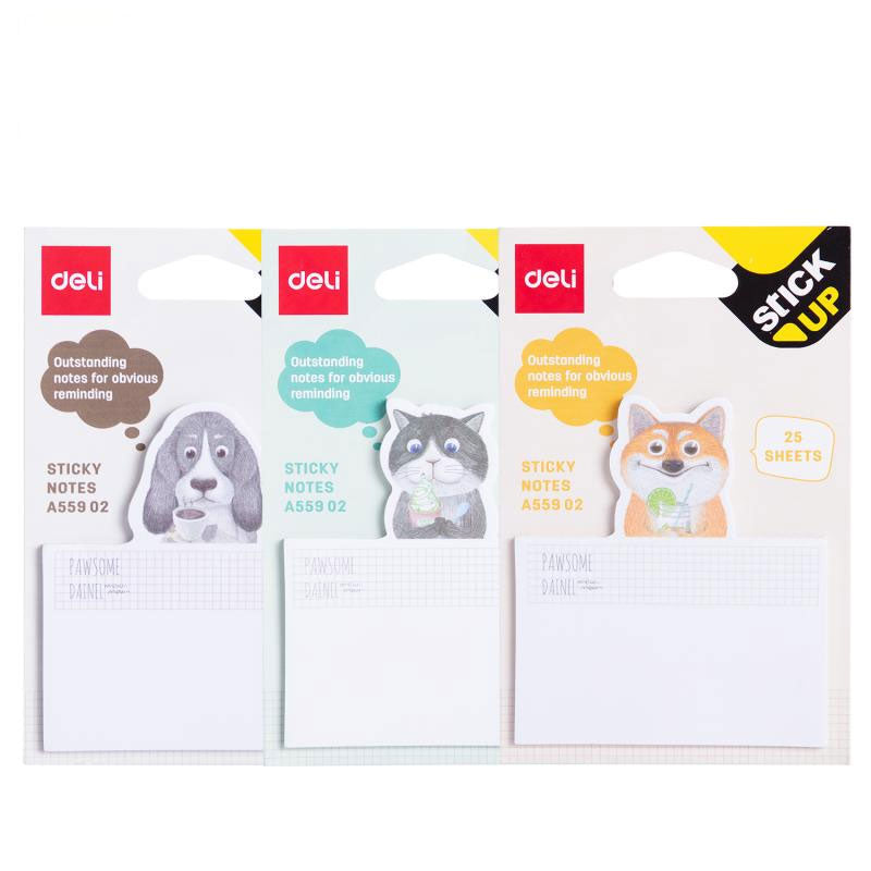 Acuarella - culori acrilice, accesorii papetarie, pensule, carioci si markere etc - Notes adezive pisici si catei 75 x 84 mm 25 file Deli din categoria , recomandat pentru desen si activitati creative, produs original disponibil din stoc