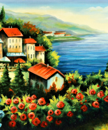 Carton panzat predesenat Rosa Gallery 30x40cm Peisaj Marin n.1