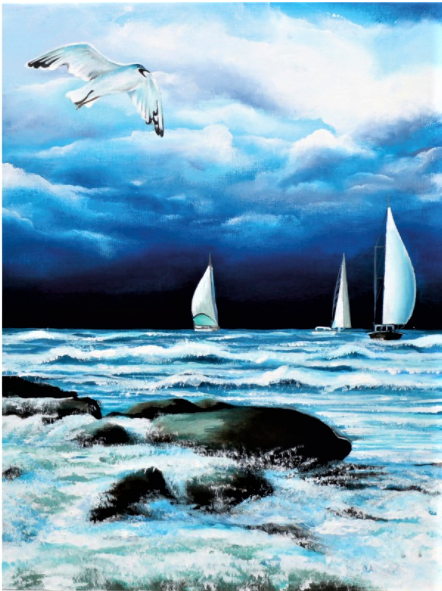 Carton panzat predesenat Rosa Gallery 30x40cm Peisaj Marin n.6