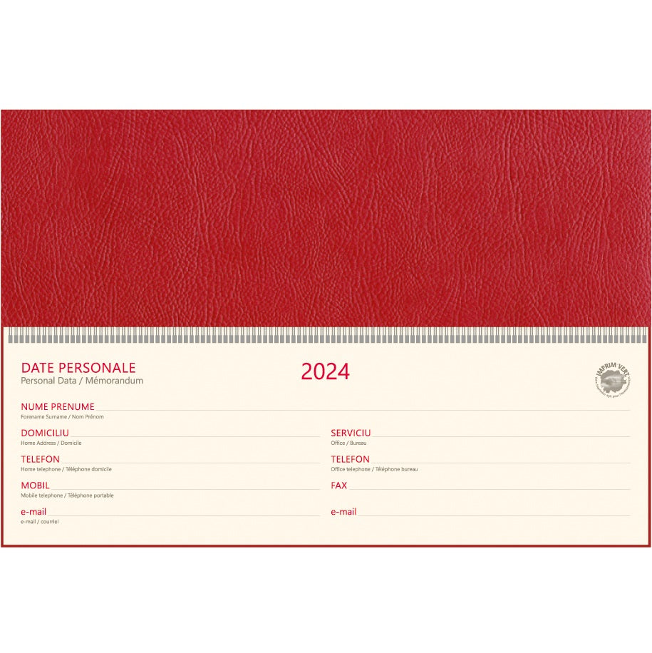 Planner birou 30x10 cm 2024 hartie ivory Bref EGO