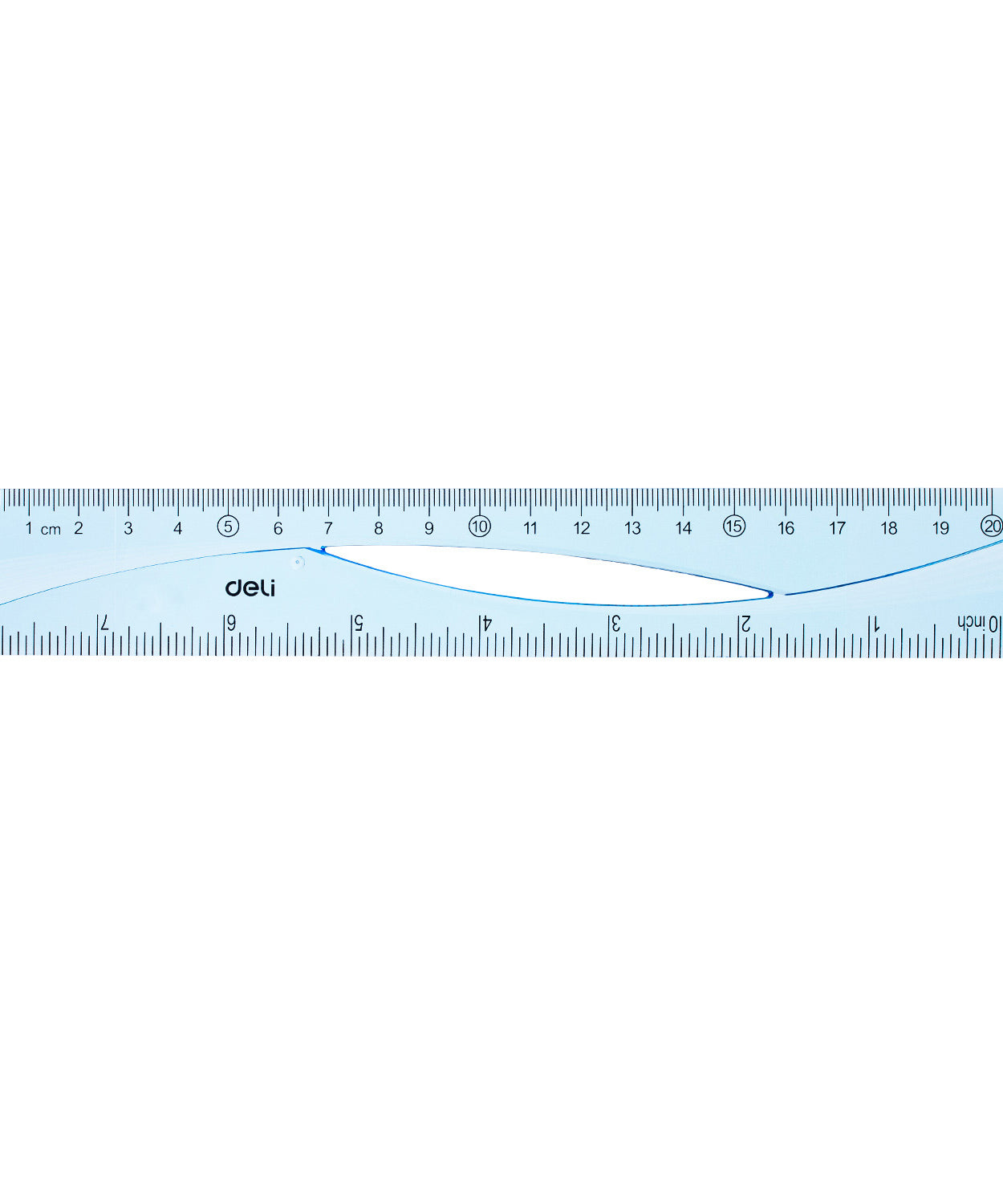 Rigla 20 cm albastra transparenta Deli
