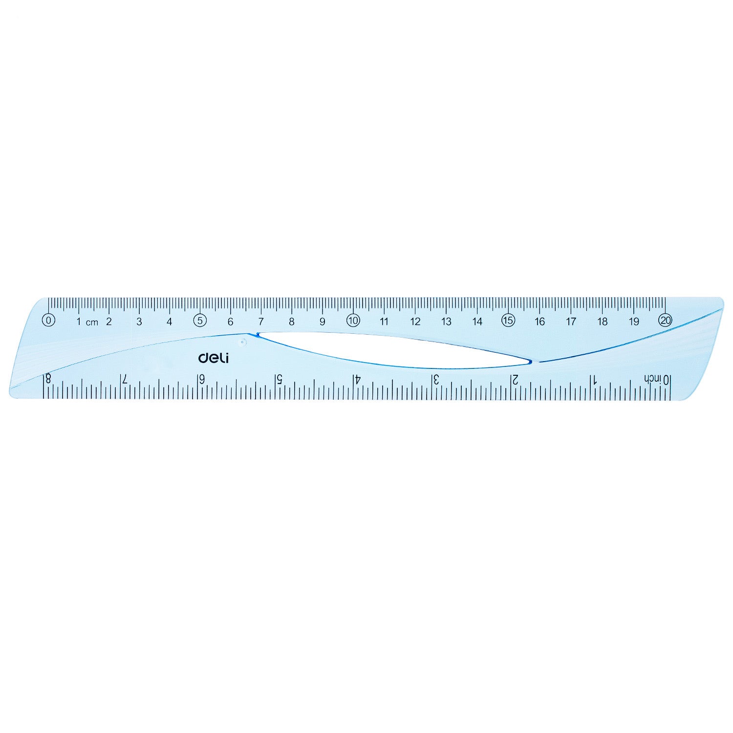 Rigla 20 cm albastra transparenta Deli