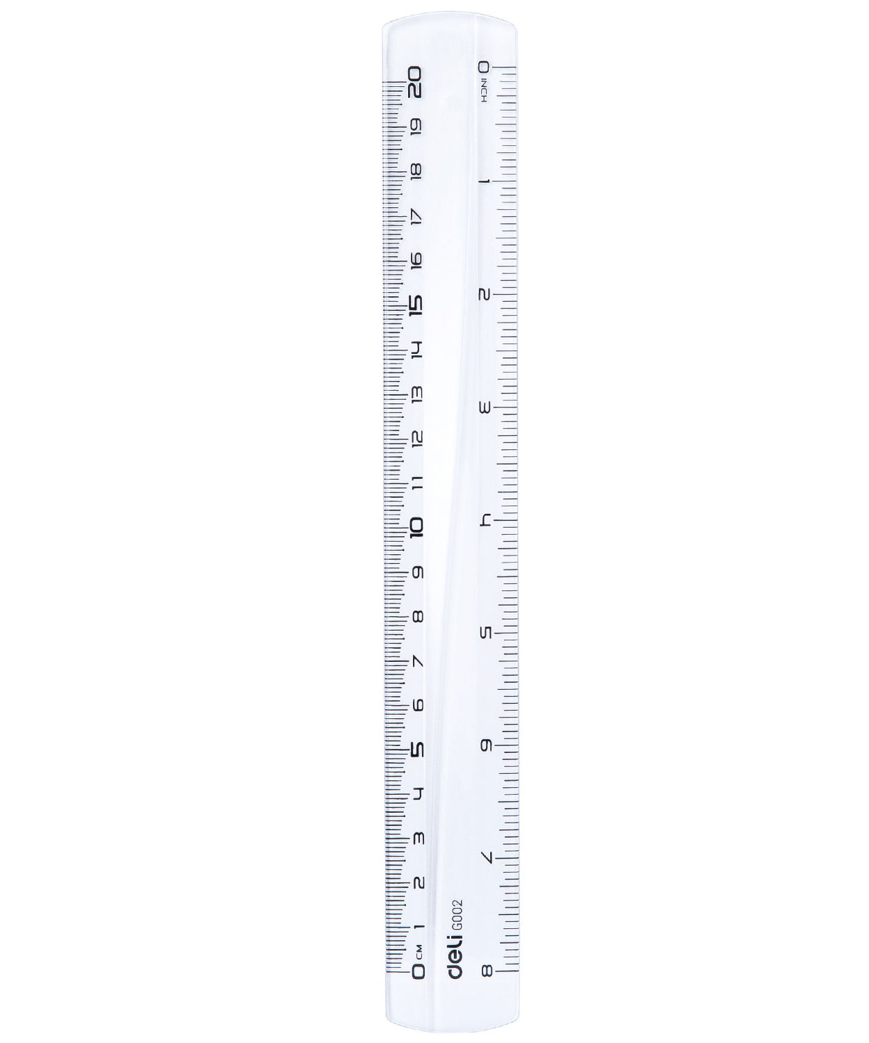 Rigla Deli 20 cm transparentă – riglă din plastic clar, ideală pentru școală, birou și desen tehnic. Instrument de măsură precis și rezistent, perfect pentru elevi, studenți și profesioniști. Riglă de calitate Deli, ușor de utilizat pentru măsurători și trasare linii.