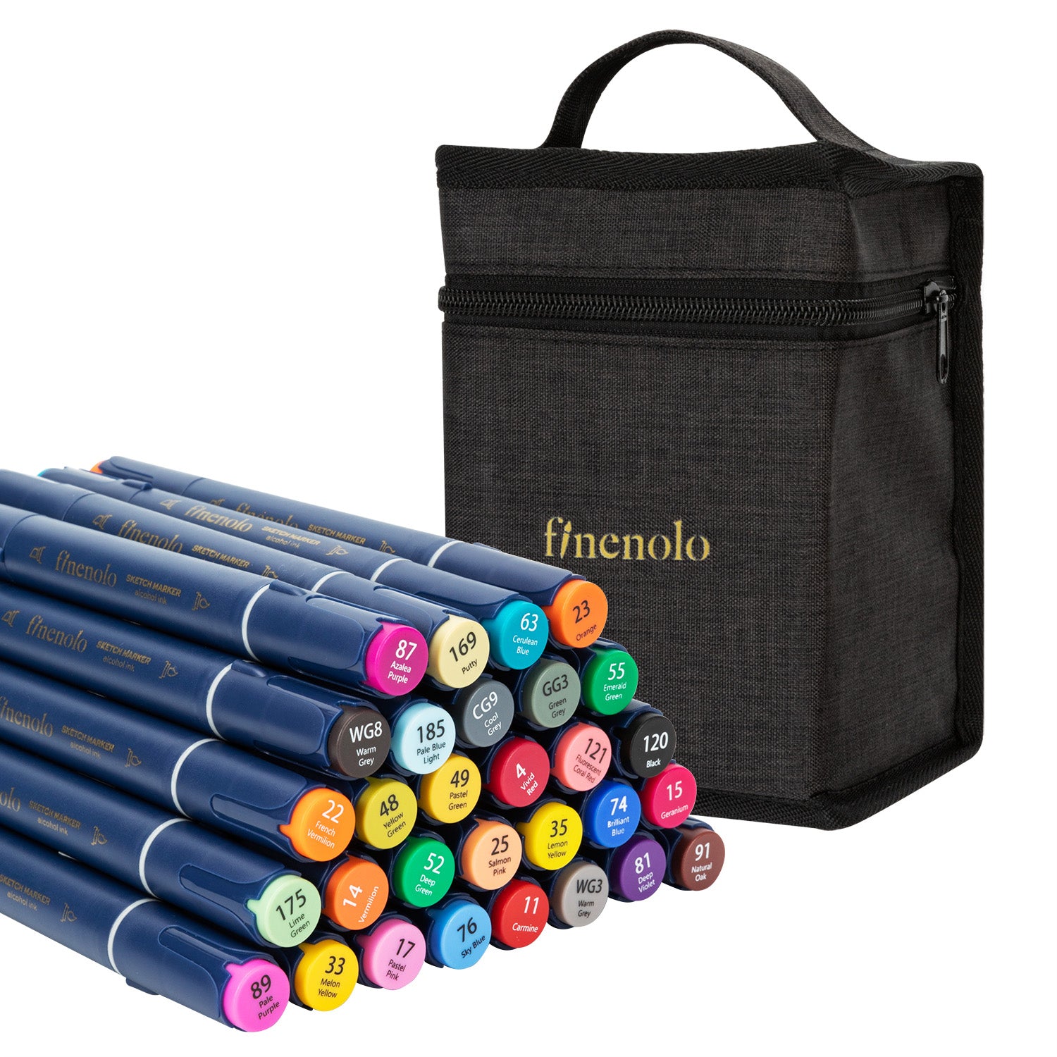 Set 30 markere sketching varf dublu 1 mm - 7 mm in husa textila Deli