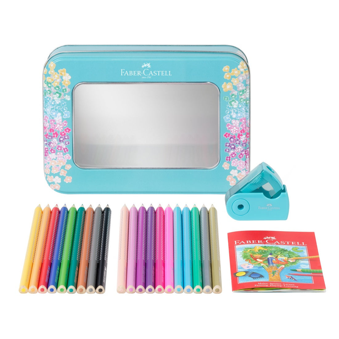 Creioane colorate Sparkle set cadou 20 culori + ascutitoare sleeve Faber-Castell