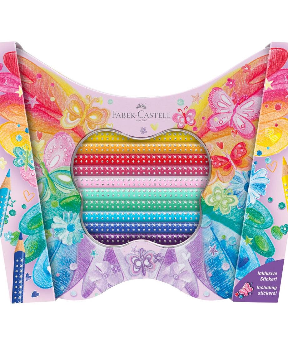 Creioane colorate Sparkle Butterfly set cadou 20 culori Faber-Castell