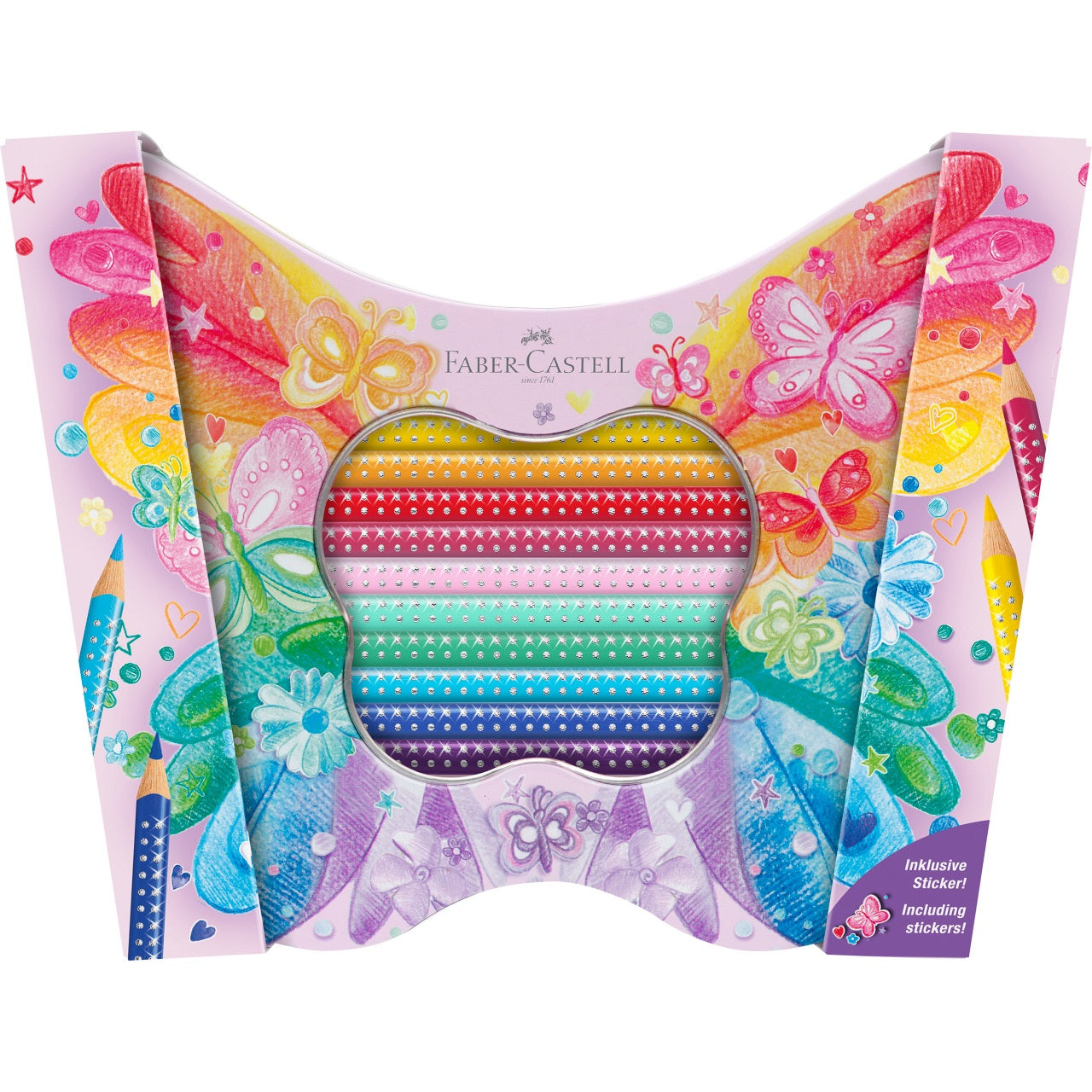 Creioane colorate Sparkle Butterfly set cadou 20 culori Faber-Castell