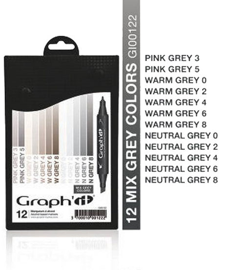 Set 12 carioci Graph'it - Mix Greys -  din categoria , potrivit pentru uz profesional si hobby, produs original disponibil din stoc