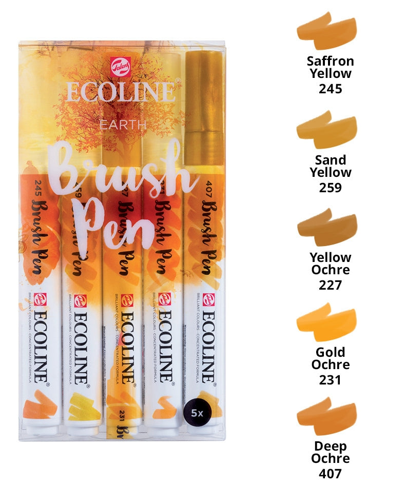 Seturi carioci Ecoline Brushpen x 5 Blue -  din categoria , util pentru elevi, studenti si profesori, pret avantajos in magazin online