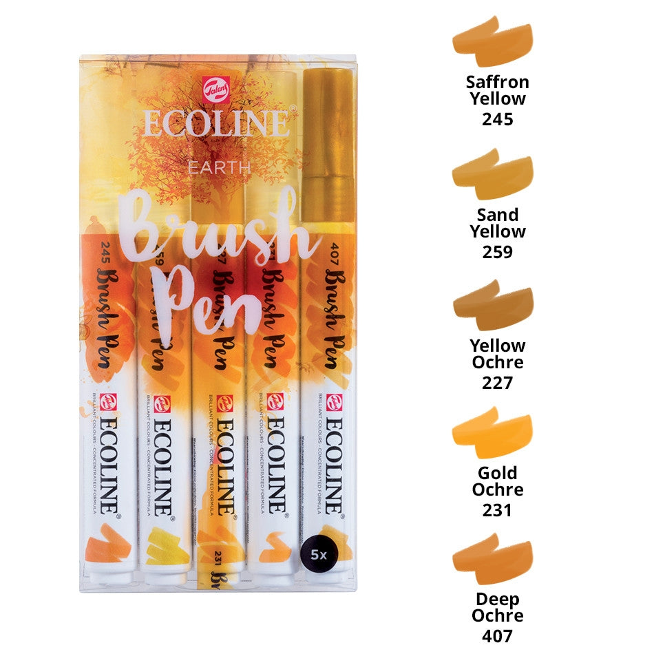 Seturi carioci Ecoline Brushpen x 5 Blue -  din categoria , util pentru elevi, studenti si profesori, pret avantajos in magazin online