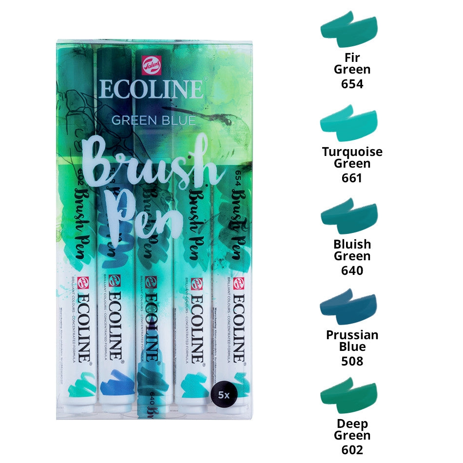 Seturi carioci Ecoline Brushpen x 5 Green -  din categoria , recomandat pentru desen si activitati creative, disponibil online cu livrare rapida