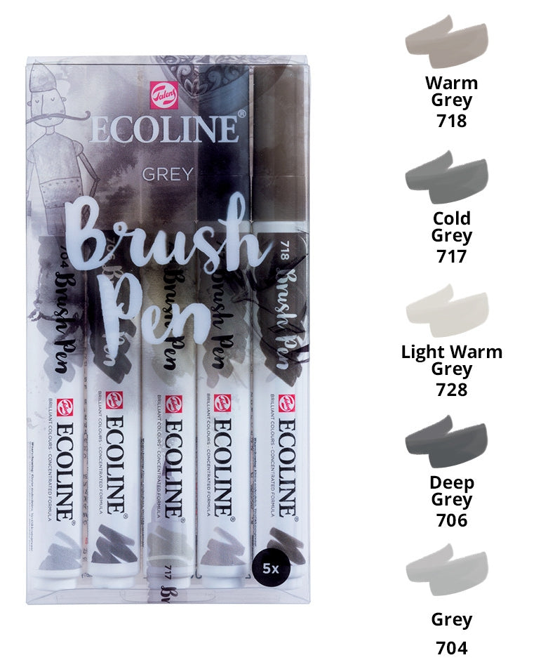 Seturi carioci Ecoline Brushpen x 5 Green Blue -  din categoria , recomandat pentru desen si activitati creative, produs original disponibil din stoc