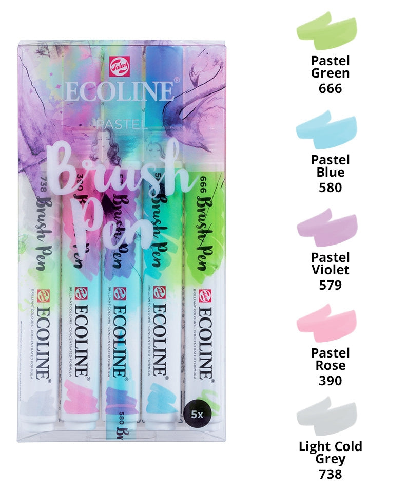 Seturi carioci Ecoline Brushpen x 5 Grey -  din categoria , recomandat pentru desen si activitati creative, produs original disponibil din stoc