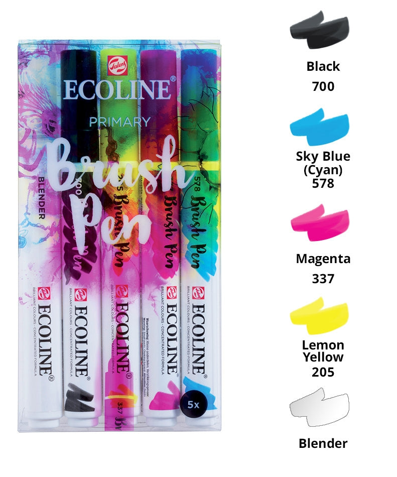 Seturi carioci Ecoline Brushpen x 5 Pastel -  din categoria , recomandat pentru desen si activitati creative, pret avantajos in magazin online