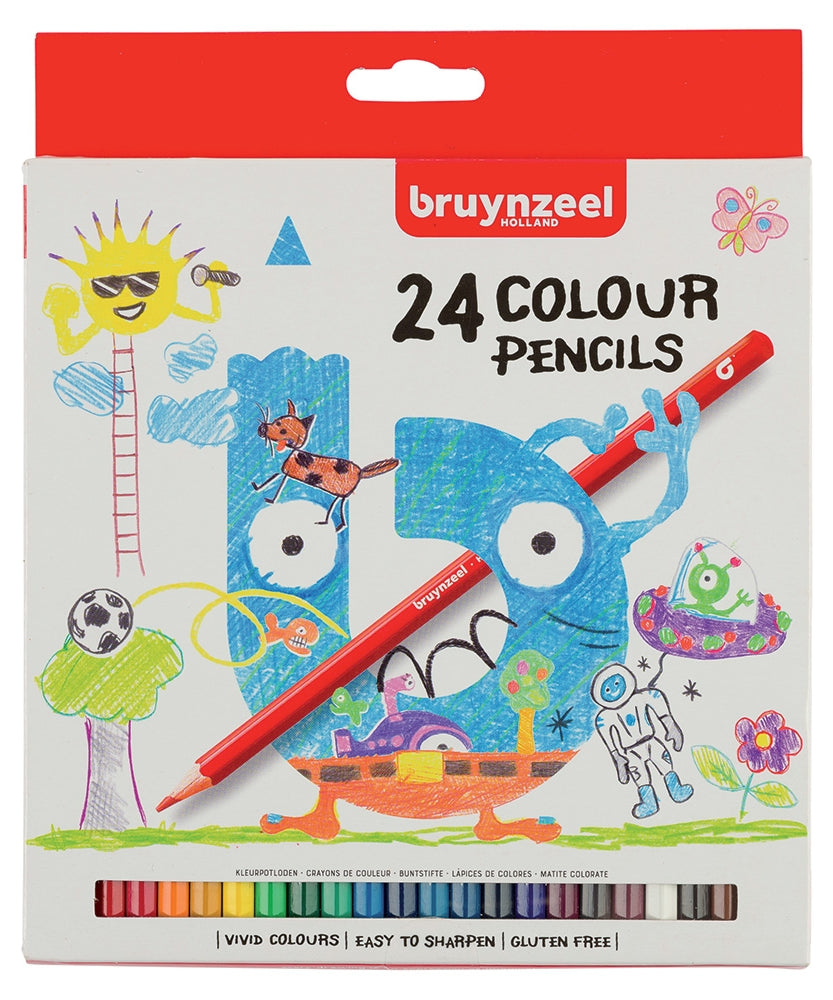 Set creioane colorate Bruynzeel Kids – ambalaj din carton, mină moale, pentru copii