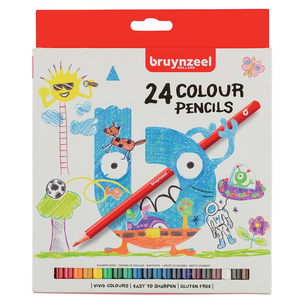 Set creioane colorate Bruynzeel Kids – ambalaj din carton, mină moale, pentru copii