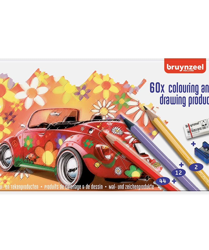Set creioane colorate Beetle Set 60 - cutie din tabla