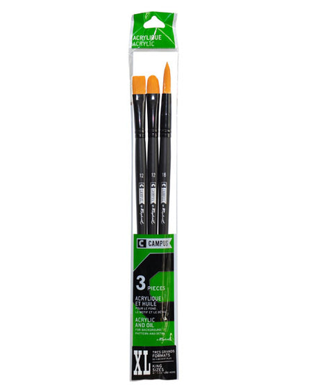 Set cu 3 pensule Campus Acryl XL