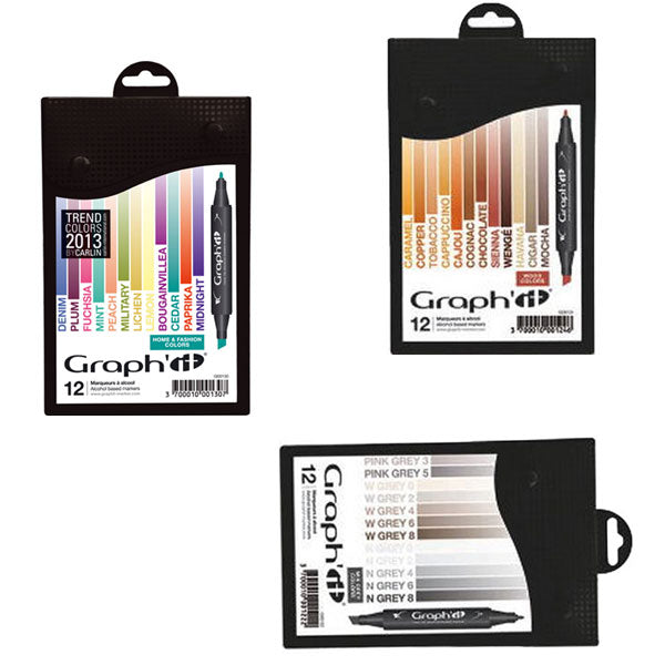 Acuarella - culori acrilice, accesorii papetarie, pensule, carioci si markere etc Set 12 carioci Graph'it - Soft - Seturi cu 12 carioci pe baza de alcool Graph'it din categoria Office Supplies > Office Instruments > Writing & Drawing Instruments > Markers & Highlighters > Markers, potrivit pentru uz profesional si hobby, pret avantajos in magazin online