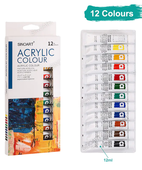 Culori acrilice - set de 12 tuburi SinoArt