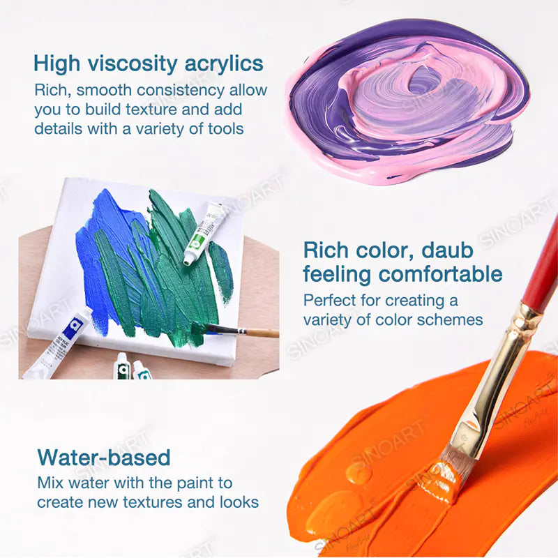 Culori acrilice - set de 12 tuburi SinoArt