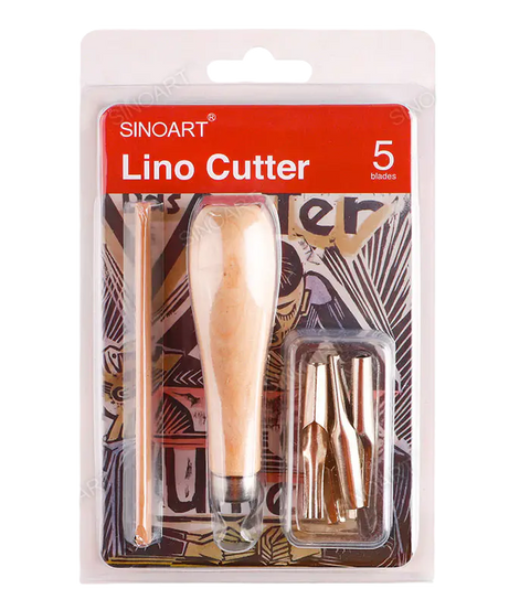 Set 5 cutite linogravura cu maner SinoArt