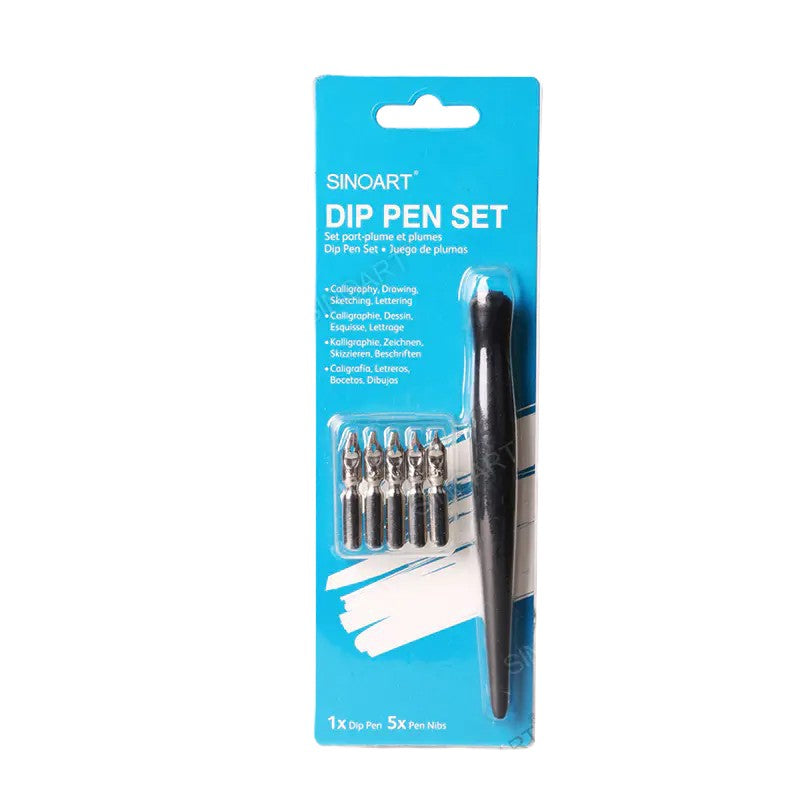 Acuarella - culori acrilice, accesorii papetarie, pensule, carioci si markere etc - Set de caligrafie 5 penite si 1 toc SinoArt din categoria , excelent pentru proiecte artistice si craft, pret avantajos in magazin online