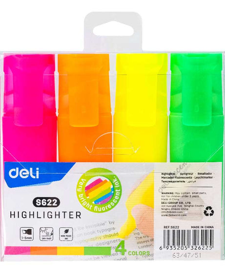 Textmarker set 4 culori neon accent Deli