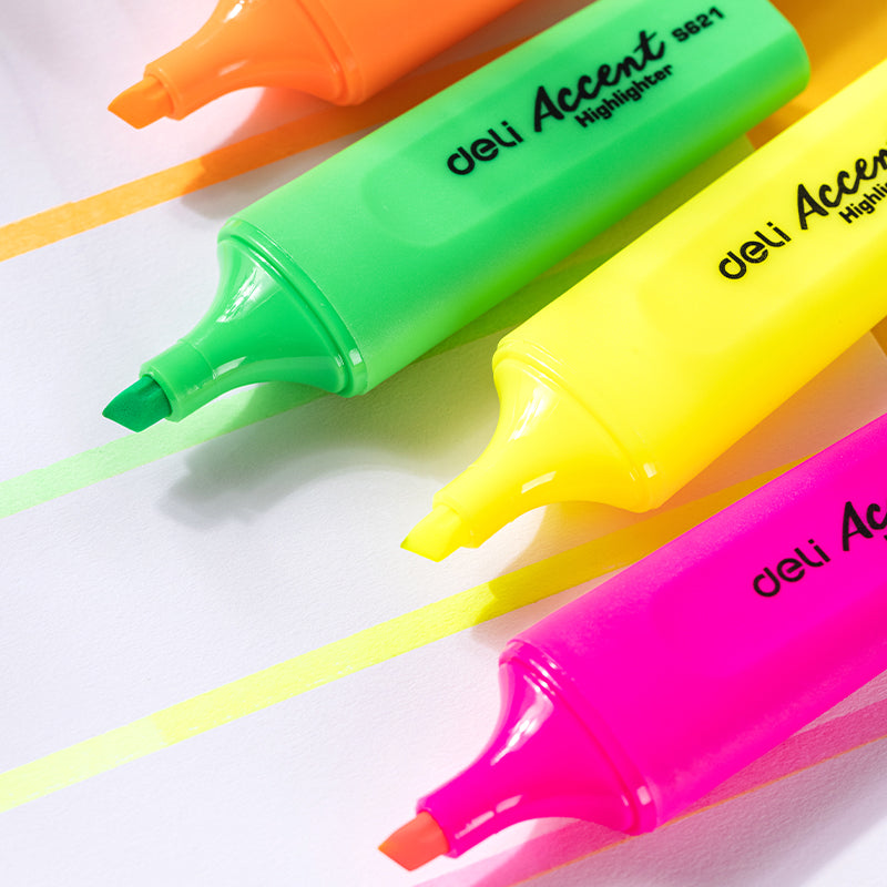 Textmarker set 4 culori neon accent Deli