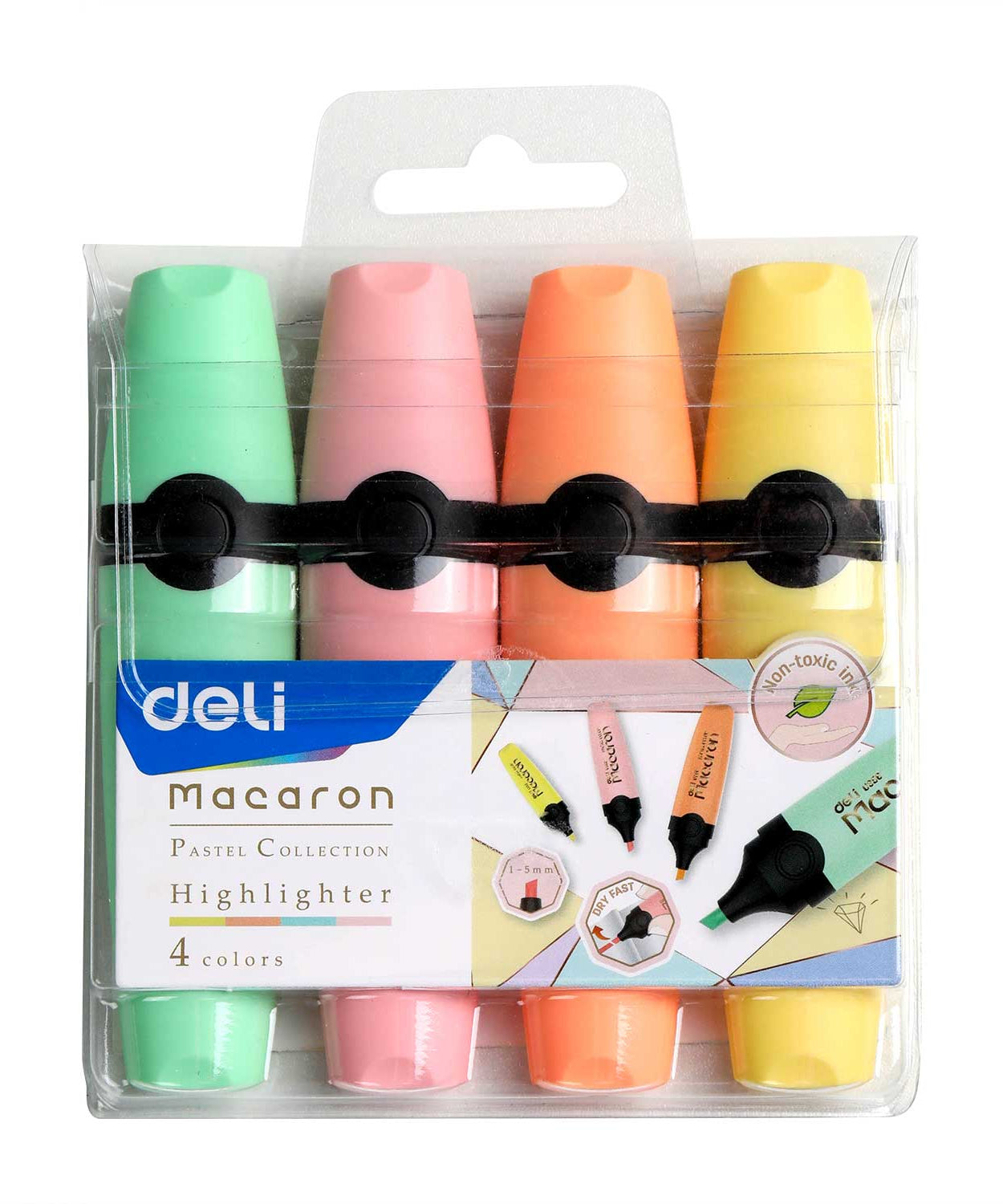 Textmarker set 4 culori pastel Macarons Deli