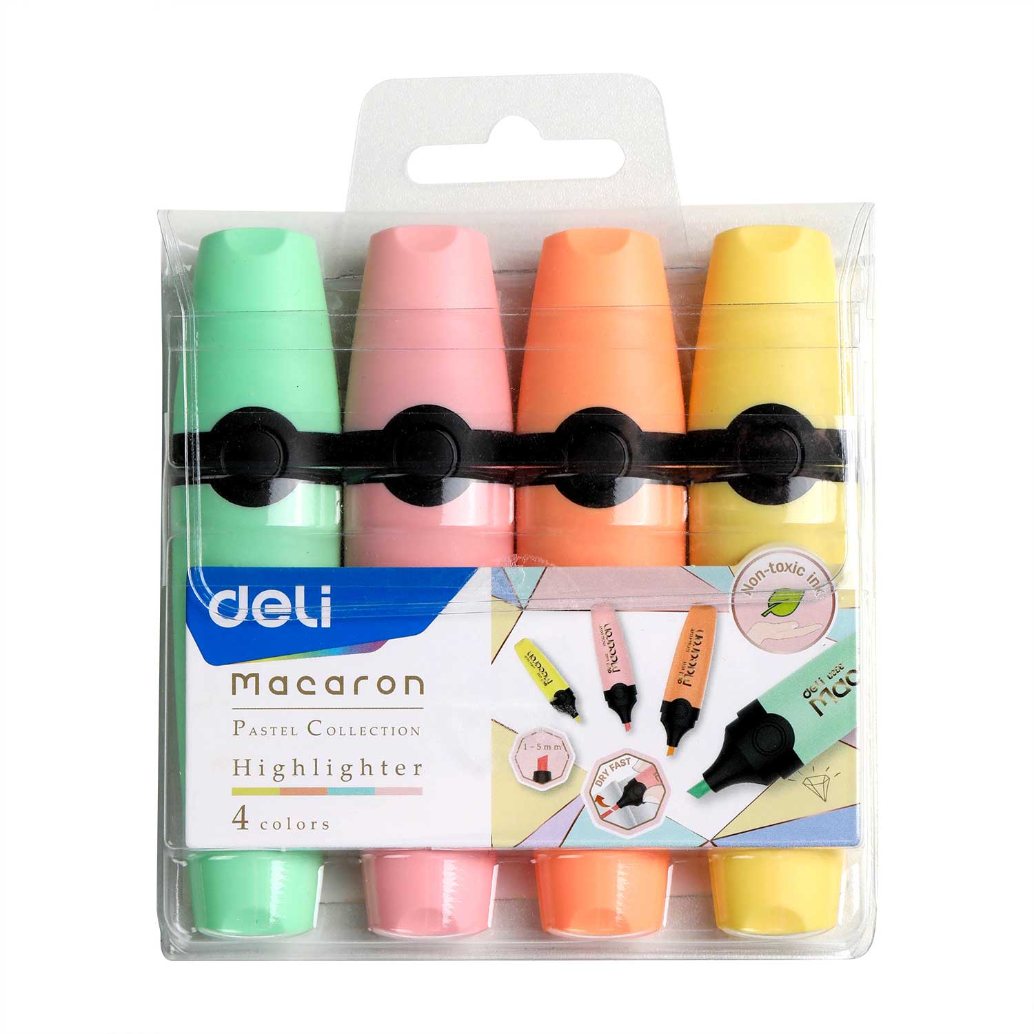 Textmarker set 4 culori pastel Macarons Deli